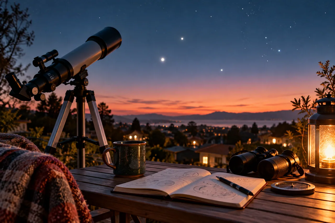 Original editorial illustration for That bright light tonight: star, planet or something else?; symbolic artwork, not a measured personal chart.