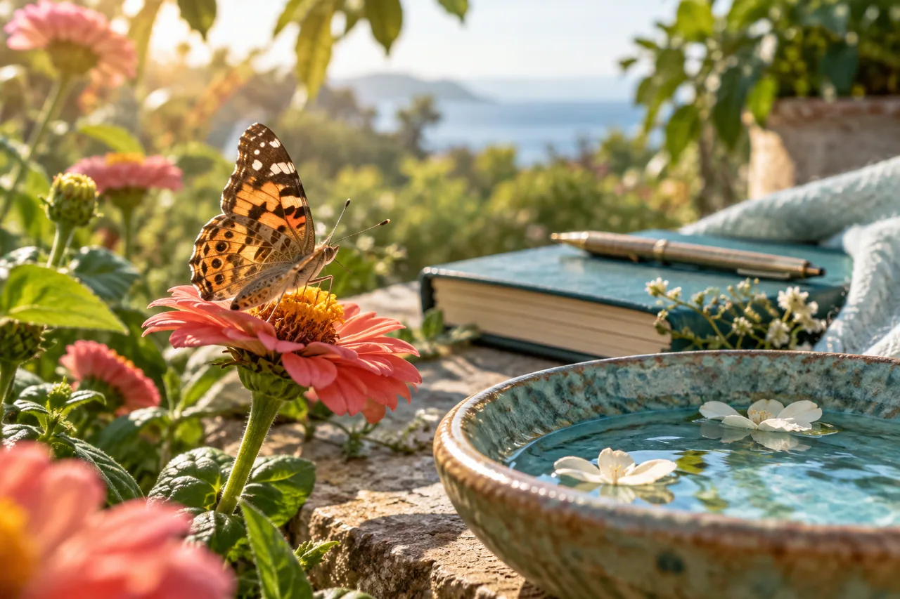 Original editorial illustration for A butterfly and a new beginning: enjoy the metaphor; symbolic artwork, not a measured personal chart.