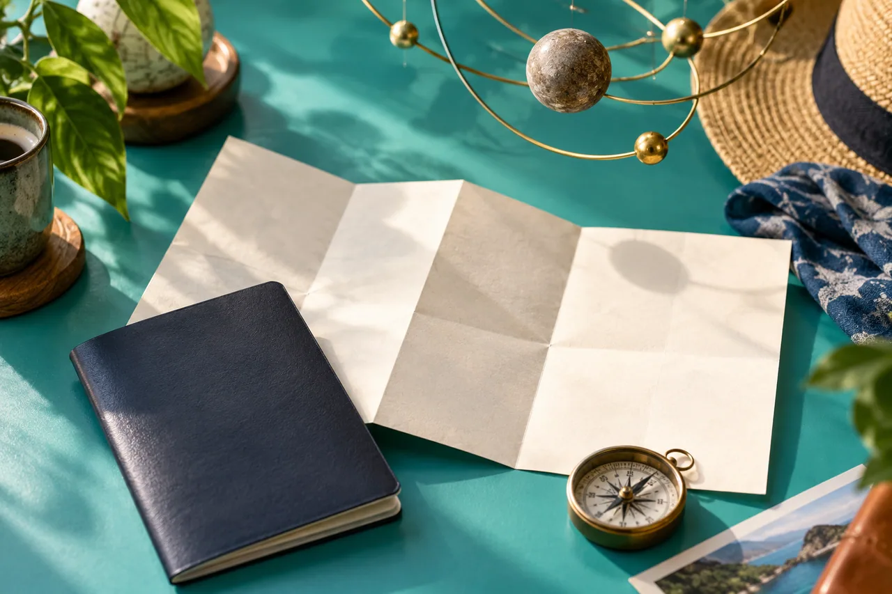 A folded blank itinerary.