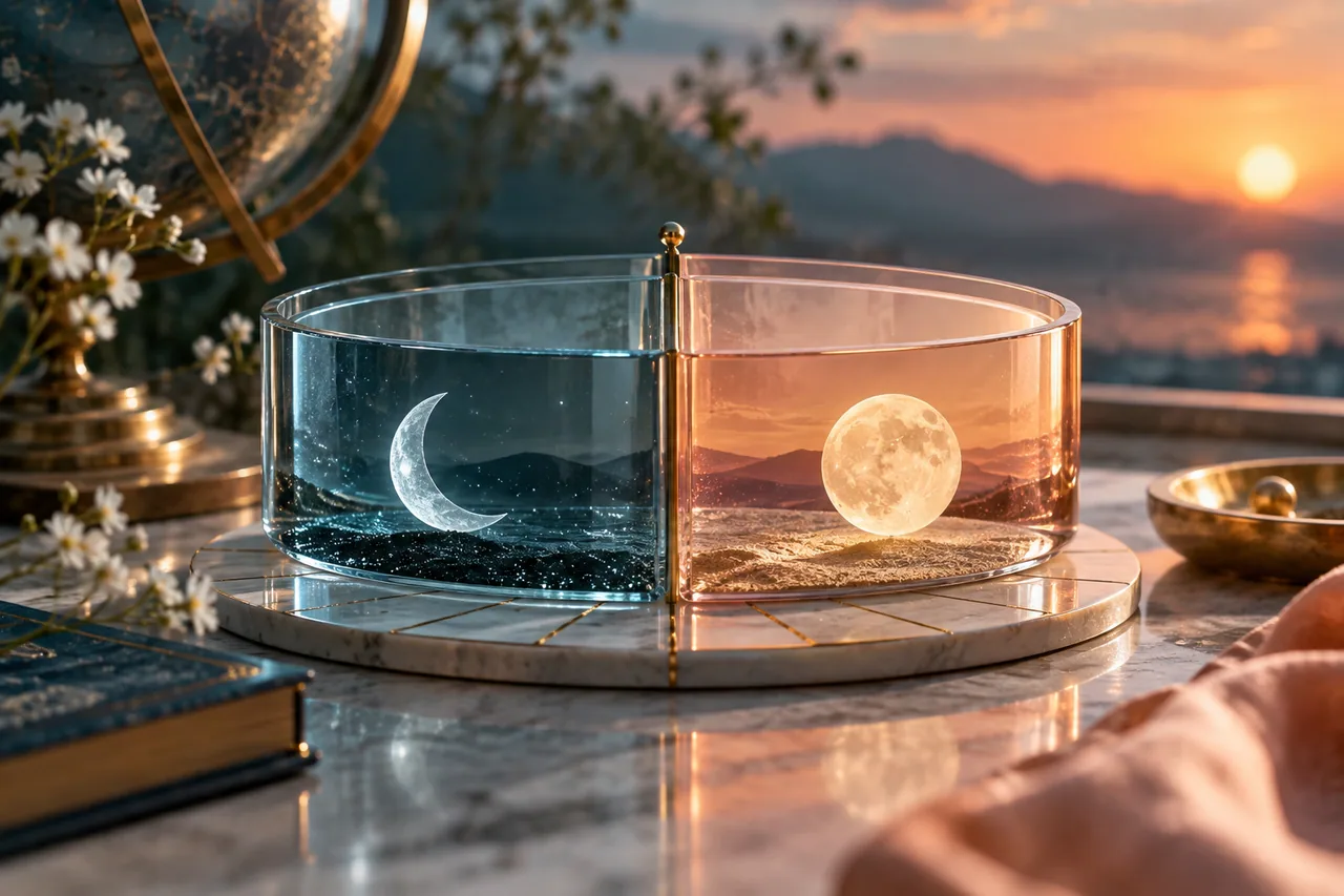 Original editorial illustration for Can the Moon sign change on the day I was born?; symbolic artwork, not a measured personal chart.