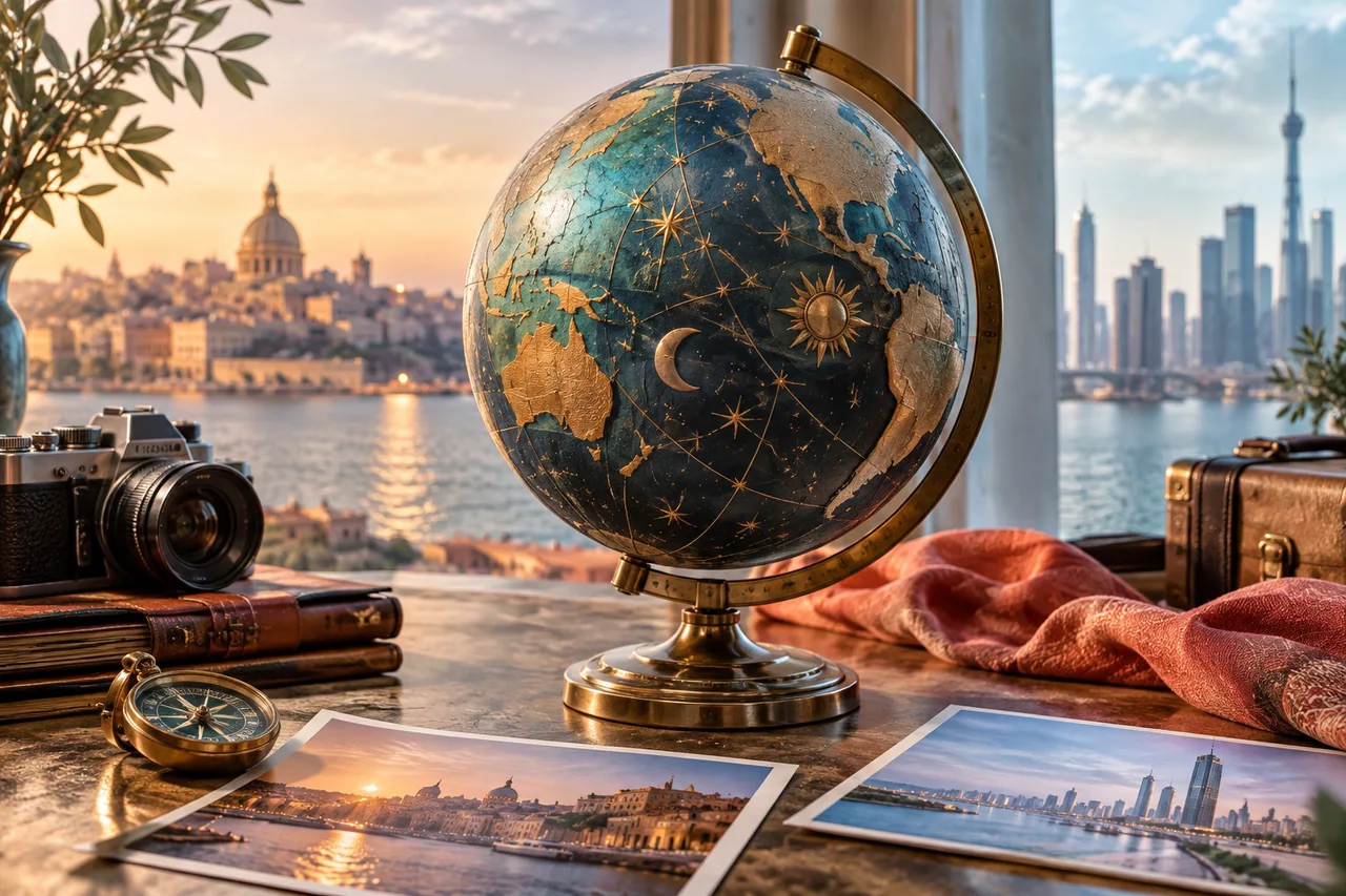 Original editorial illustration for Moving city: does your birth chart become a different chart?; symbolic artwork, not a measured personal chart.