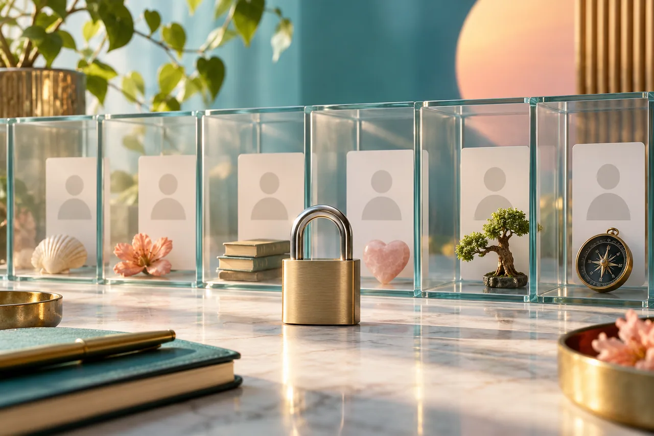 Original editorial illustration for A lucky number is not a secure password; symbolic artwork, not a measured personal chart.