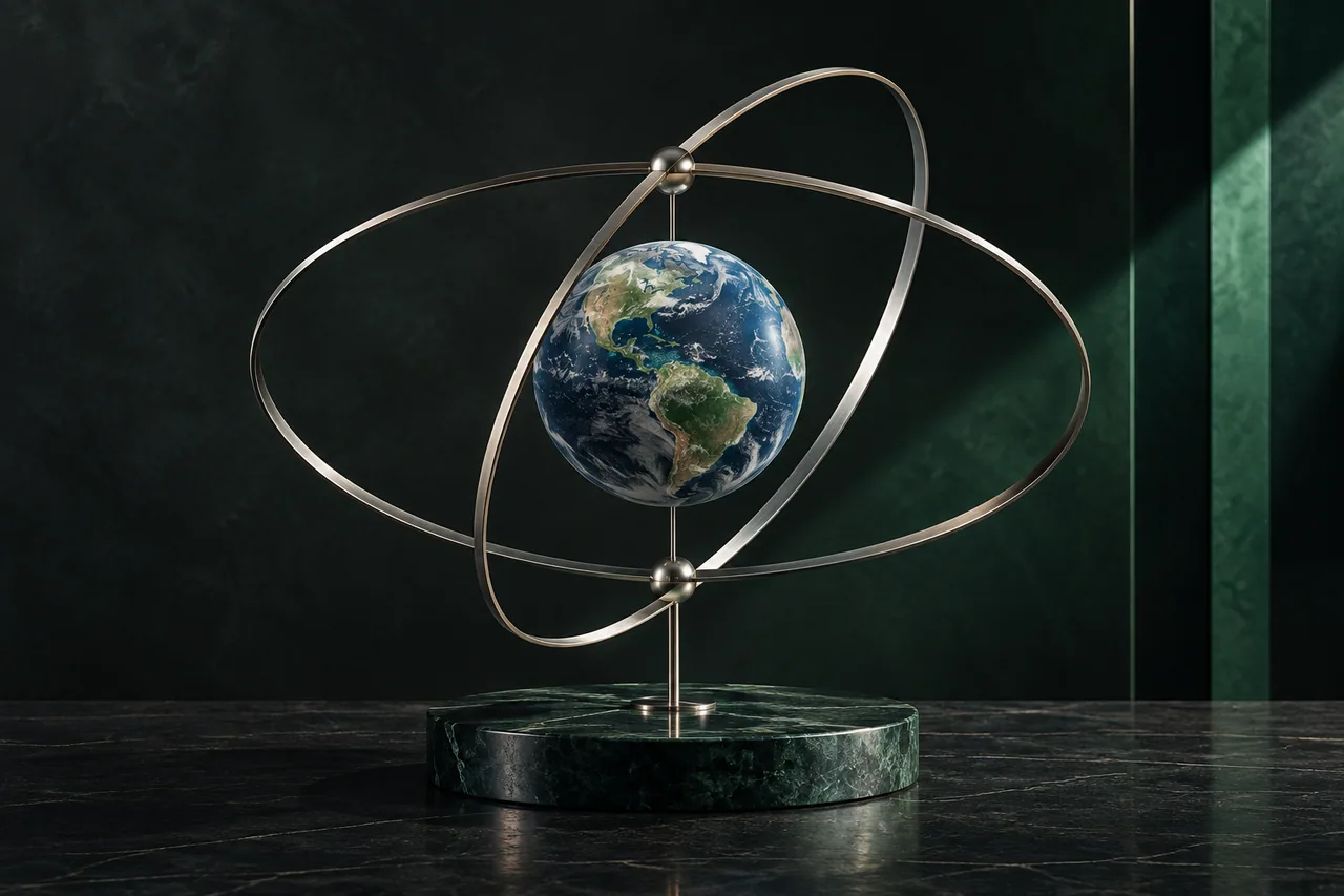 Two intersecting orbital hoops, with their opposite crossing points highlighted.