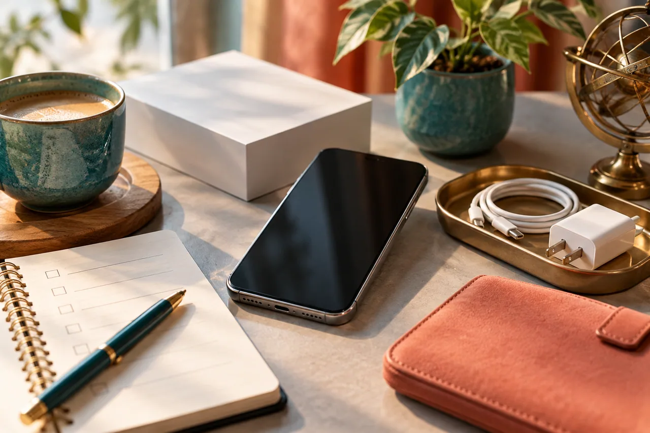 Original editorial illustration for Buying a phone during retrograde: check the purchase, not a curse; symbolic artwork, not a measured personal chart.