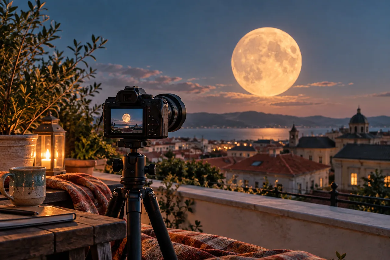 Original editorial illustration for Why your supermoon photo looks smaller than you remember; symbolic artwork, not a measured personal chart.