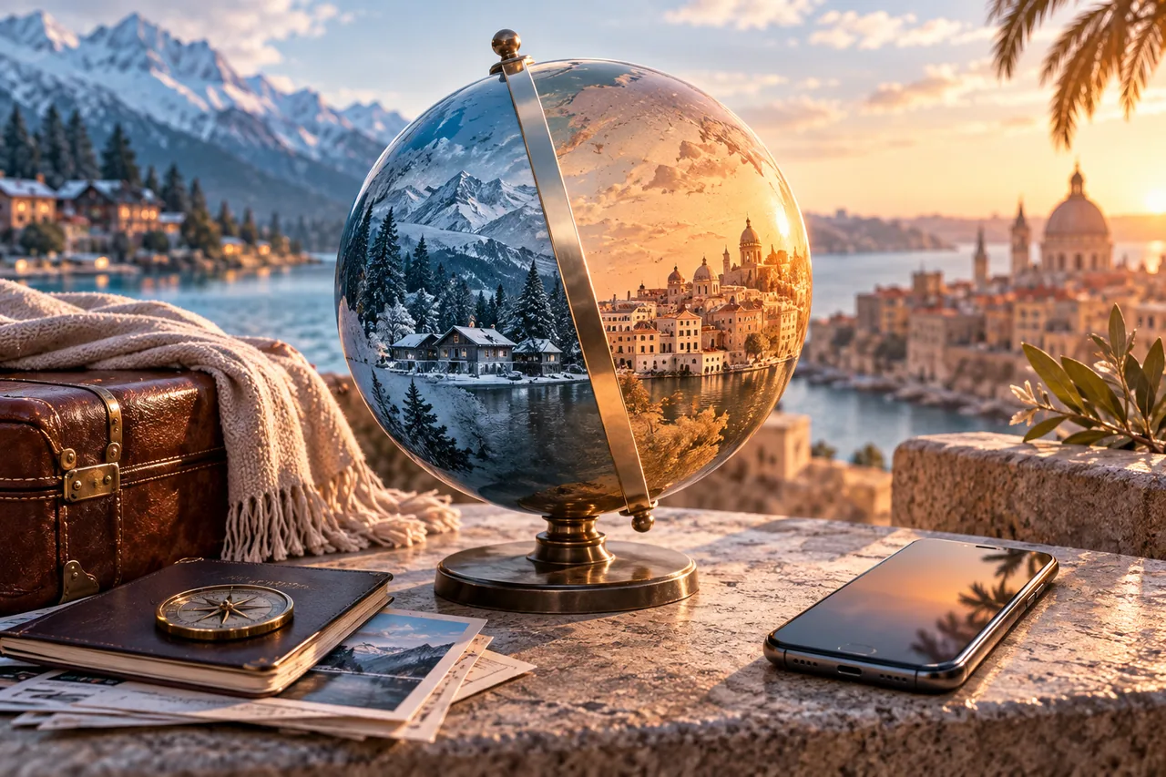 Original editorial illustration for Travelling does not rewrite your birthplace; symbolic artwork, not a measured personal chart.