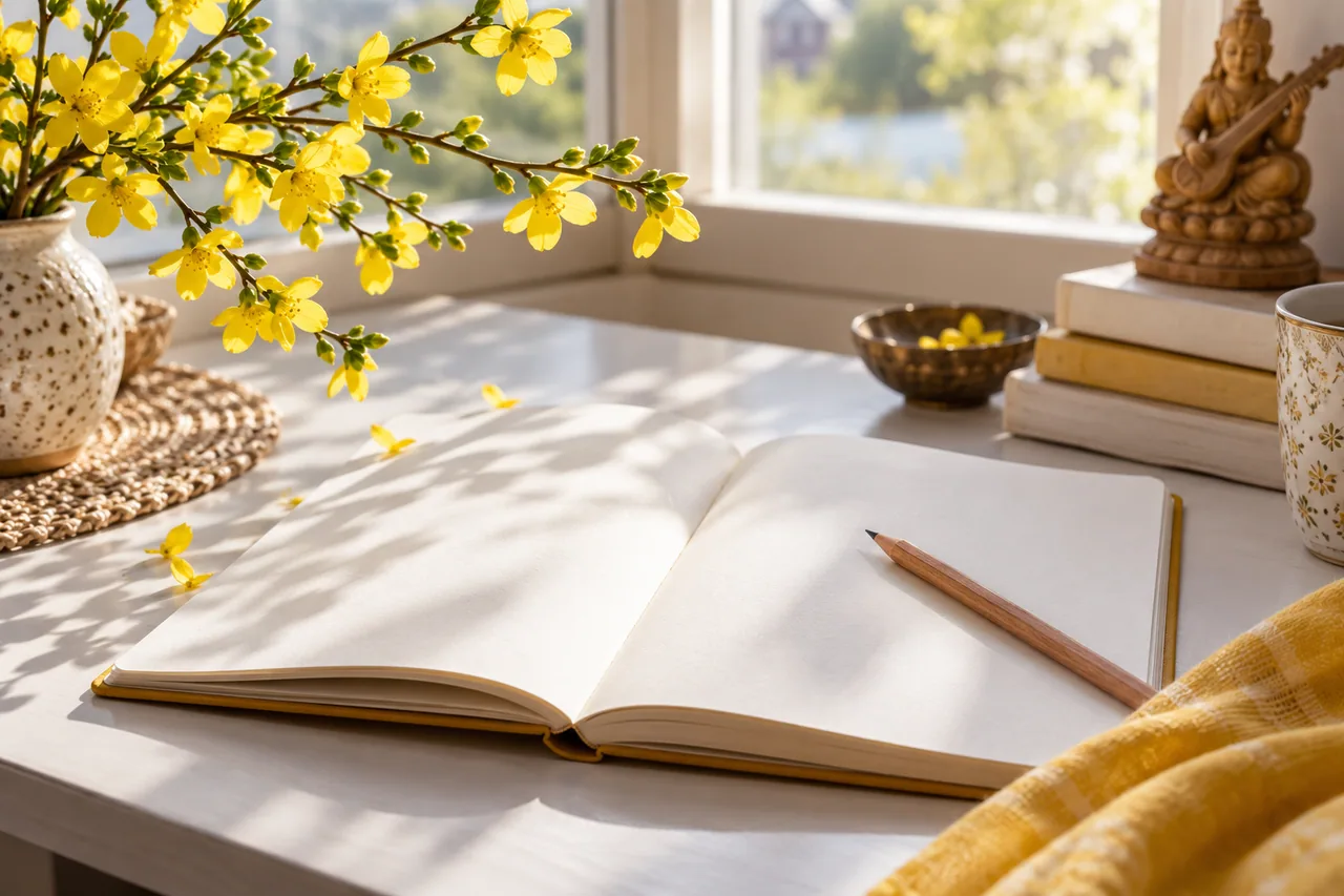 An open blank notebook.