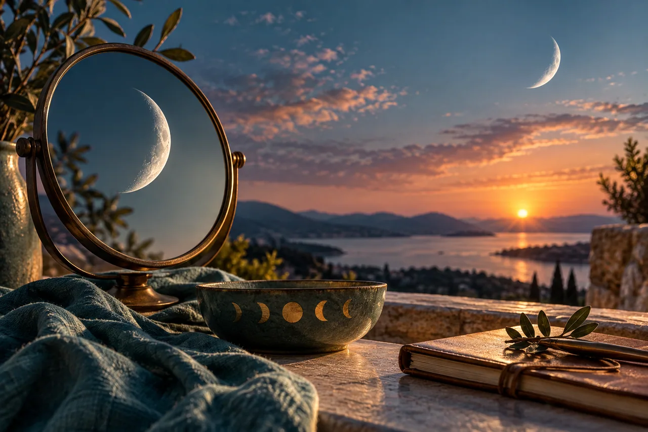 Original editorial illustration for Waxing or waning crescent: what is changing?; symbolic artwork, not a measured personal chart.
