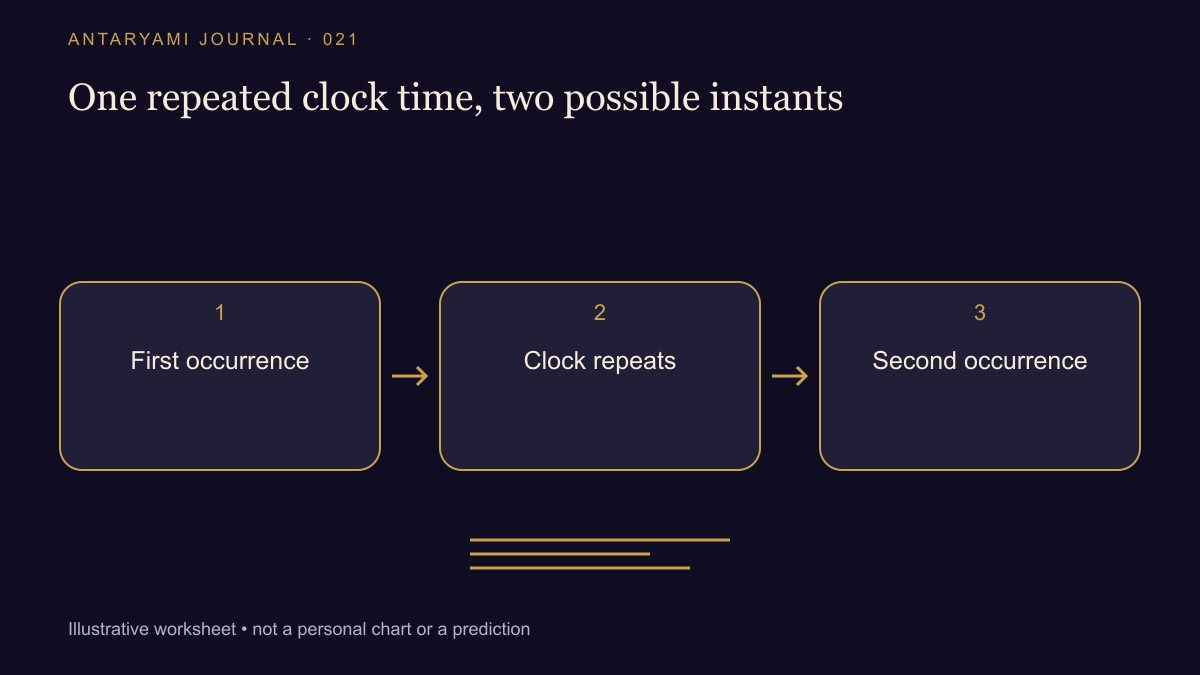 Conceptual diagram: First occurrence; then Clock repeats; then Second occurrence.