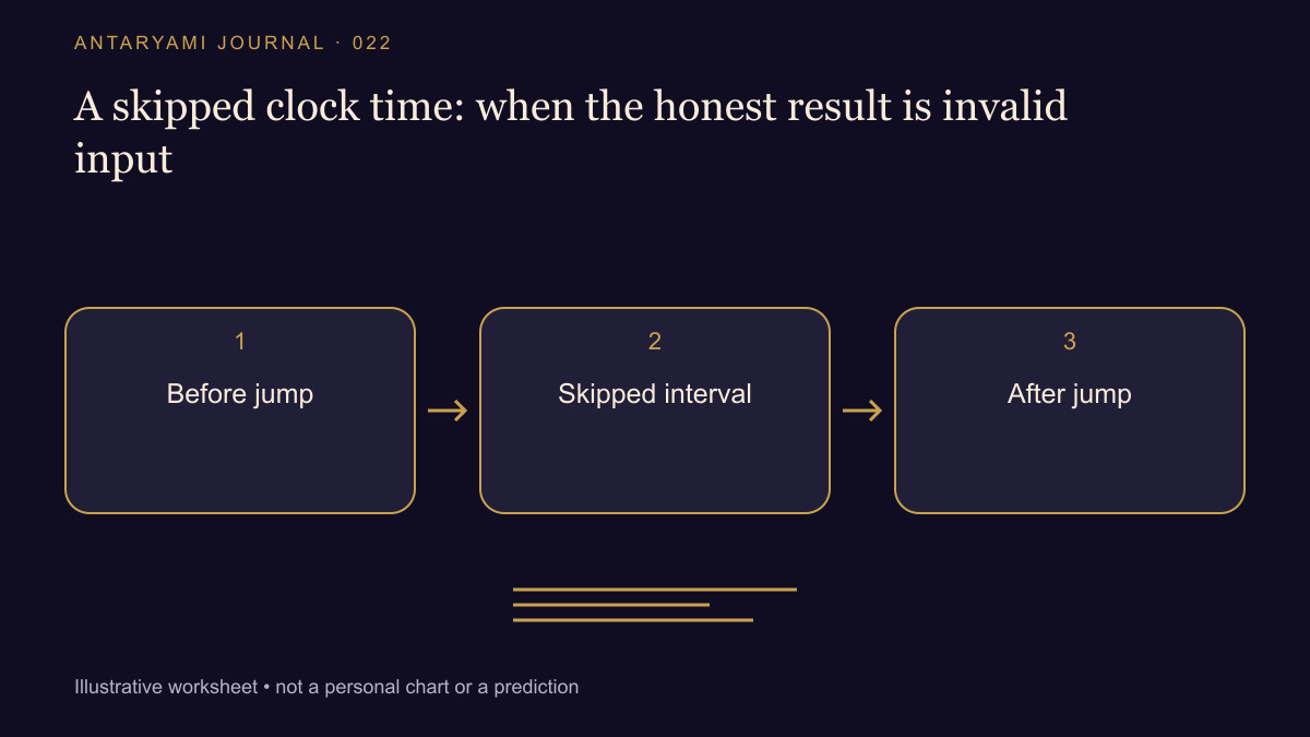 Conceptual diagram: Before jump; then Skipped interval; then After jump.