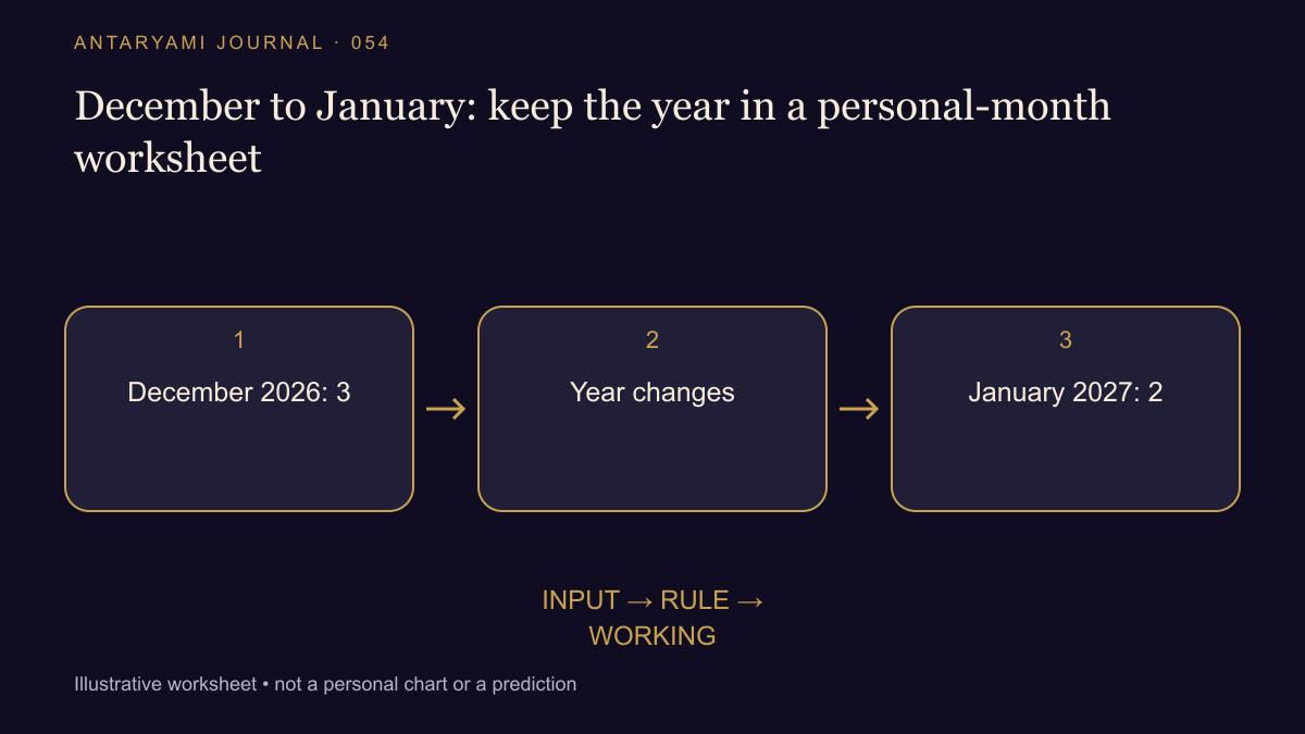 Conceptual diagram: December 2026: 3; then Year changes; then January 2027: 2.