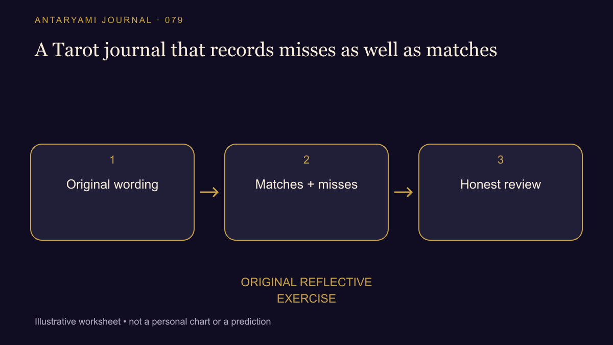 Conceptual diagram: Original wording; then Matches + misses; then Honest review.